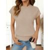 MEROKEETY Women’s Fall Fuzzy Fleece Sweater Vest Cozy Cap Sleeve Crew Neck Pullover Knit Tops(Lightkhaki)
