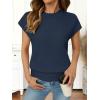 MEROKEETY Women’s Fall Fuzzy Fleece Sweater Vest Cozy Cap Sleeve Crew Neck Pullover Knit Tops(Navy)