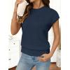 MEROKEETY Women’s Fall Fuzzy Fleece Sweater Vest Cozy Cap Sleeve Crew Neck Pullover Knit Tops(Navy)