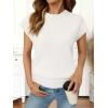 MEROKEETY Women’s Fall Fuzzy Fleece Sweater Vest Cozy Cap Sleeve Crew Neck Pullover Knit Tops(White)