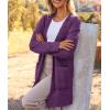 MEROKEETY Women’s Long Sleeve Soft Chunky Knit Sweater Open Front Cardigans Outwear Coat(Plum)