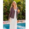MEROKEETY Women’s Open Front Lightweight Cardigan 2026 Summer Casual Long Sleeve Button Beach Cover Up Tops(Maroon)