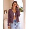MEROKEETY Women’s Open Front Lightweight Cardigan 2026 Summer Casual Long Sleeve Button Beach Cover Up Tops(Maroon)