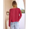 MEROKEETY Women’s Open Front Lightweight Cardigan 2026 Summer Casual Long Sleeve Button Beach Cover Up Tops(Red)