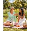 MEROKEETY Women’s Open Front Lightweight Cardigan 2026 Summer Casual Long Sleeve Button Beach Cover Up Tops(Seagrass)