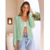 MEROKEETY Women’s Open Front Lightweight Cardigan 2026 Summer Casual Long Sleeve Button Beach Cover Up Tops(Seagrass)