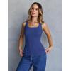 MEROKEETY Women’s Ribbed Knit Tank Tops 2026 Square Neck Sleeveless Summer Basic Shirts Sweater Vest(Royalblue)
