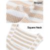 MEROKEETY Women’s Sleeveless Ribbed Knit Tank Tops All-Season Striped Square Neck Camisoles Shirts 2026 Casual Basic Tanks(Almond)
