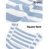 MEROKEETY Women’s Sleeveless Ribbed Knit Tank Tops All-Season Striped Square Neck Camisoles Shirts 2026 Casual Basic Tanks(Blue)