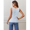 MEROKEETY Women’s Sleeveless Ribbed Knit Tank Tops All-Season Striped Square Neck Camisoles Shirts 2026 Casual Basic Tanks(Blue)