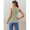 MEROKEETY Women’s Sleeveless Ribbed Knit Tank Tops All-Season Striped Square Neck Camisoles Shirts 2026 Casual Basic Tanks(Green)