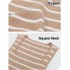 MEROKEETY Women’s Sleeveless Ribbed Knit Tank Tops All-Season Striped Square Neck Camisoles Shirts 2026 Casual Basic Tanks(Khaki)