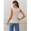MEROKEETY Women’s Sleeveless Square Neck Tank Tops 2026 Slim Fitted Color Block Knit Shirts Summer Basic Sweater Vest(Almond)