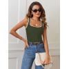 MEROKEETY Women’s Sleeveless Square Neck Tank Tops 2026 Slim Fitted Color Block Knit Shirts Summer Basic Sweater Vest(Armygreen)