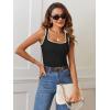 MEROKEETY Women’s Sleeveless Square Neck Tank Tops 2026 Slim Fitted Color Block Knit Shirts Summer Basic Sweater Vest(Black)
