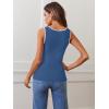 MEROKEETY Women’s Sleeveless Square Neck Tank Tops 2026 Slim Fitted Color Block Knit Shirts Summer Basic Sweater Vest(Darkblue)