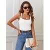 MEROKEETY Women’s Sleeveless Square Neck Tank Tops 2026 Slim Fitted Color Block Knit Shirts Summer Basic Sweater Vest(White)