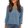 MEROKEETY Women’s 2025 Fall Lightweight Sweater Shirt Long Sleeve Boat Neck Ribbed Knitted Tunic Pullover Tops(Dustyblue)