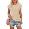 MEROKEETY Women’s Fall Fuzzy Fleece Sweater Vest Cozy Cap Sleeve Crew Neck Pullover Knit Tops(Beige)