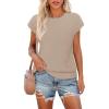 MEROKEETY Women’s Fall Fuzzy Fleece Sweater Vest Cozy Cap Sleeve Crew Neck Pullover Knit Tops(Lightkhaki)