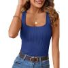 MEROKEETY Women’s Ribbed Knit Tank Tops 2026 Square Neck Sleeveless Summer Basic Shirts Sweater Vest(Royalblue)