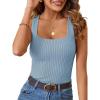 MEROKEETY Women’s Ribbed Knit Tank Tops 2026 Square Neck Sleeveless Summer Basic Shirts Sweater Vest(Skyblue)
