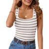 MEROKEETY Women’s Sleeveless Ribbed Knit Tank Tops All-Season Striped Square Neck Camisoles Shirts 2026 Casual Basic Tanks(Cashmere)