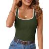 MEROKEETY Women’s Sleeveless Square Neck Tank Tops 2026 Slim Fitted Color Block Knit Shirts Summer Basic Sweater Vest(Armygreen)