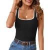 MEROKEETY Women’s Sleeveless Square Neck Tank Tops 2026 Slim Fitted Color Block Knit Shirts Summer Basic Sweater Vest(Black)