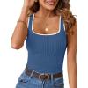 MEROKEETY Women’s Sleeveless Square Neck Tank Tops 2026 Slim Fitted Color Block Knit Shirts Summer Basic Sweater Vest(Darkblue)