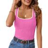 MEROKEETY Women’s Sleeveless Square Neck Tank Tops 2026 Slim Fitted Color Block Knit Shirts Summer Basic Sweater Vest(Hotpink)
