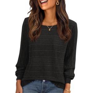 MEROKEETY Women’s 2025 Fall Lightweight Sweater Shirt Long Sleeve Boat Neck Ribbed Knitted Tunic Pullover Tops(Black)