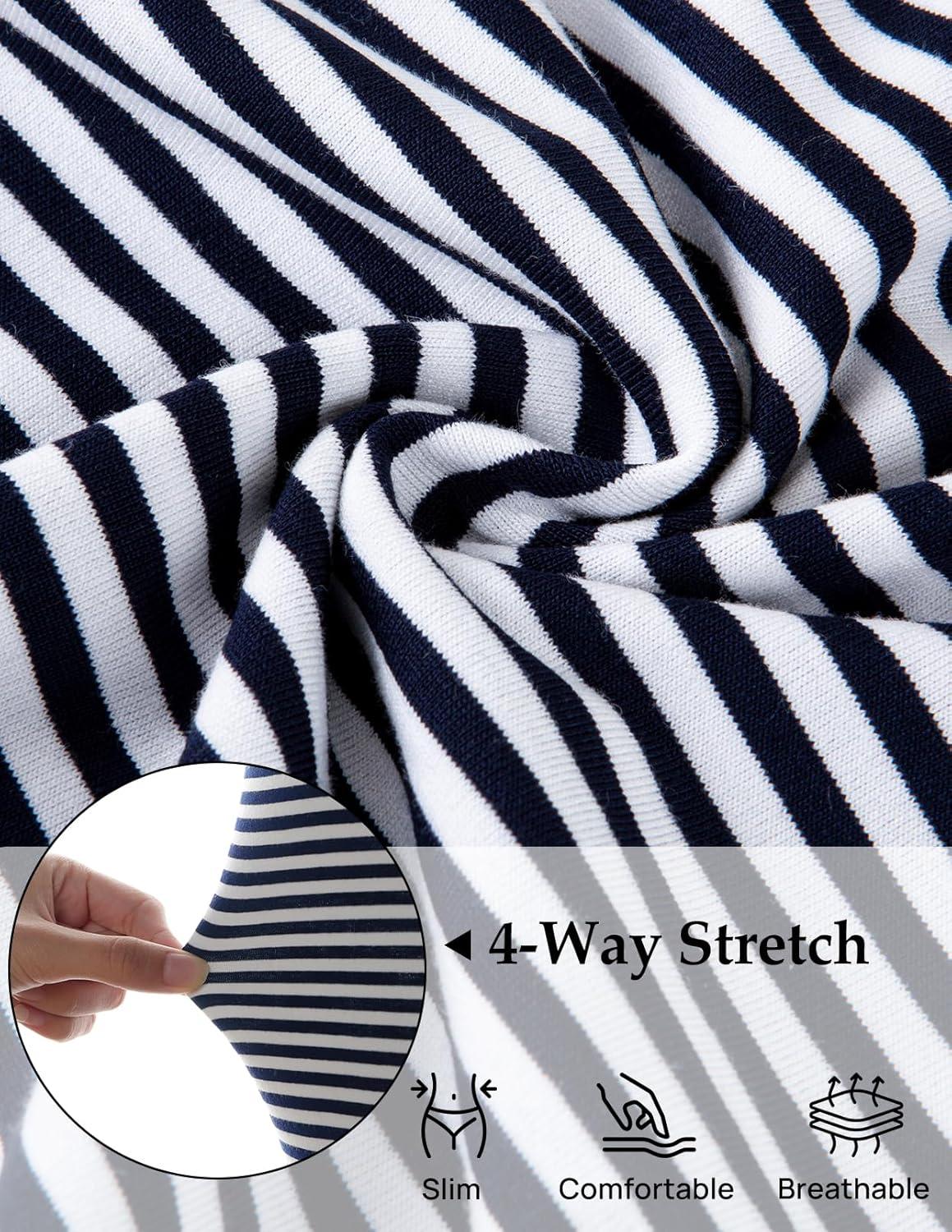 imageMEROKEETY Womens 2026 Summer Casual T Shirt Dresses Short Sleeve Tie Waist Long Work Beach Vacation Trendy Midi DressStripe Navy