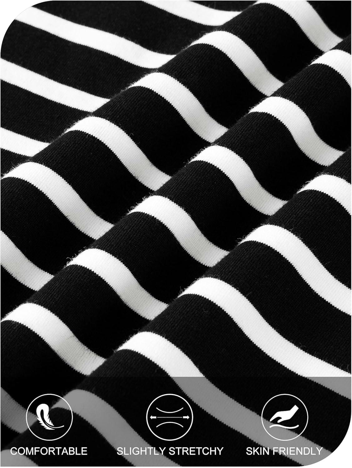 imageMEROKEETY Womens 2026 Summer Casual Tshirt Dress Short Sleeve Crew Neck Beach Long Maxi DressesStriped Black