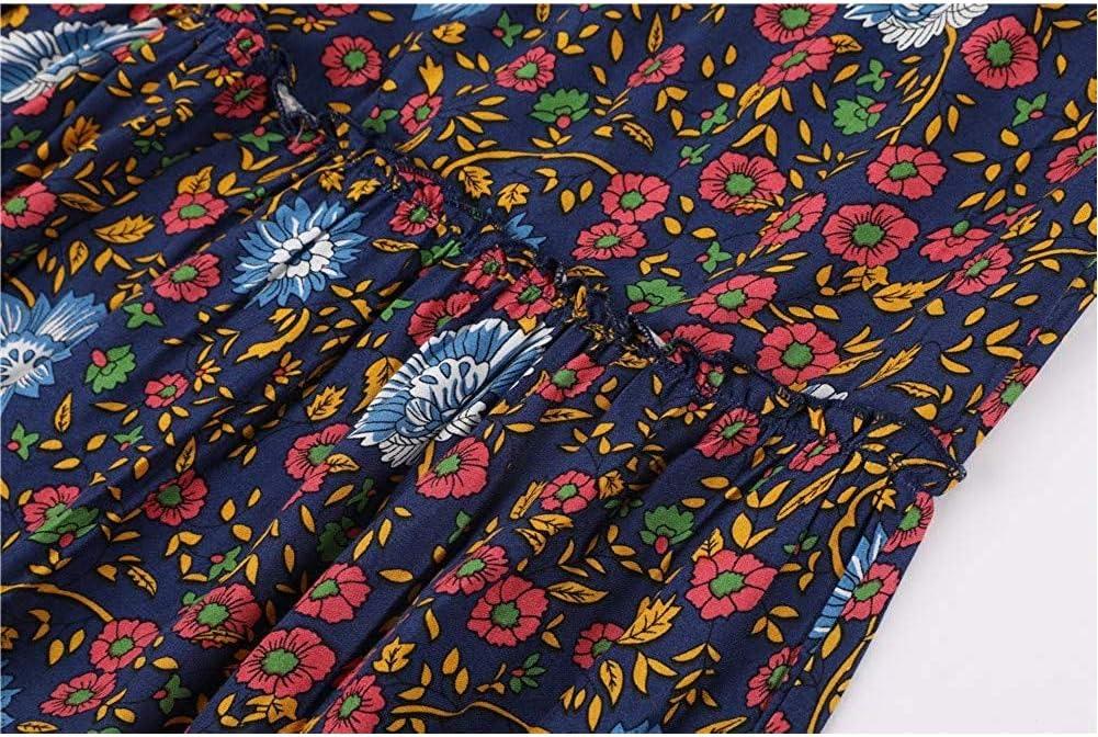 imageMEROKEETY Womens Boho Floral Print Elastic High Waist Pleated A Line Maxi SkirtNavy