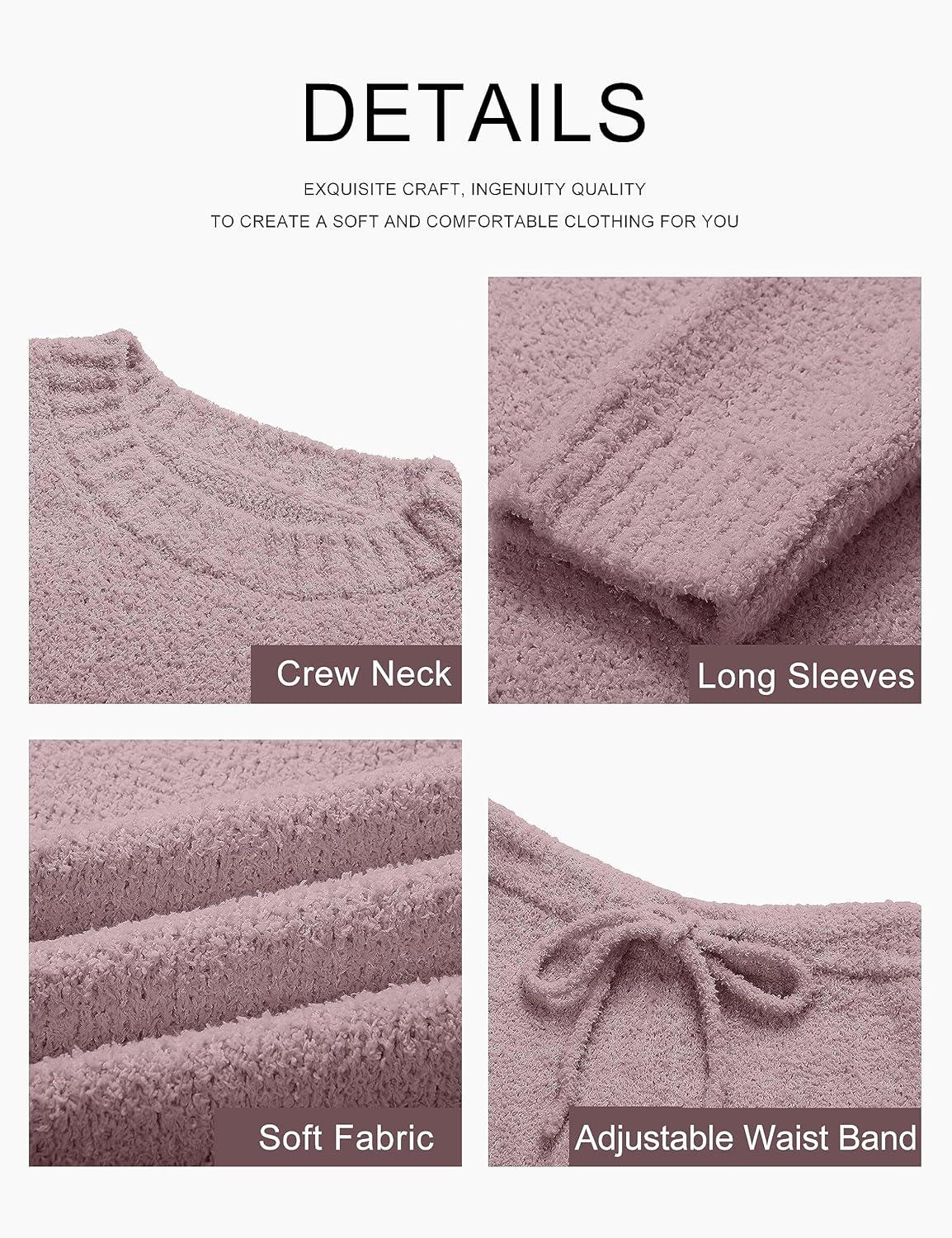 imageMEROKEETY Womens Pajama Sets 2026 Fall Lounge Sweater Set Cute Fuzzy Fleece 2 Piece Long Sleeve Cozy Winter Pj OutfitsTaro