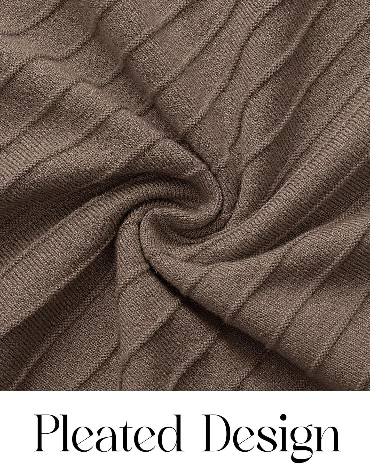imageMEROKEETY Womens Summer Casual Midi Dress 2026 Square Neck Sleeveless Pleated A Line Business Work Vacation Cocktail DressesCoffee