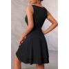 MEROKEETY Women’s 2025 Summer Mini Dress Crewneck Sleeveless Ruffle Pleated Tiered Party Club Dresses(Black)