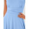 MEROKEETY Women’s 2025 Summer Mini Dress Crewneck Sleeveless Ruffle Pleated Tiered Party Club Dresses(Blue)