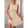 MEROKEETY Women’s 2025 Summer Mini Dress Crewneck Sleeveless Ruffle Pleated Tiered Party Club Dresses(Sand)