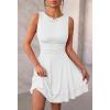 MEROKEETY Women’s 2025 Summer Mini Dress Crewneck Sleeveless Ruffle Pleated Tiered Party Club Dresses(White)