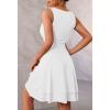 MEROKEETY Women’s 2025 Summer Mini Dress Crewneck Sleeveless Ruffle Pleated Tiered Party Club Dresses(White)