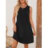 MEROKEETY Women’s 2025 Summer Sleeveless Sundress Casual Beach Vacation Crewneck Tank Mini Dress(Black)
