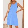 MEROKEETY Women’s 2025 Summer Sleeveless Sundress Casual Beach Vacation Crewneck Tank Mini Dress(Blue)