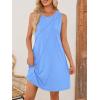 MEROKEETY Women’s 2025 Summer Sleeveless Sundress Casual Beach Vacation Crewneck Tank Mini Dress(Blue)