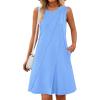 MEROKEETY Women’s 2025 Summer Sleeveless Sundress Casual Beach Vacation Crewneck Tank Mini Dress(Blue)