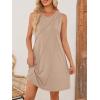 MEROKEETY Women’s 2025 Summer Sleeveless Sundress Casual Beach Vacation Crewneck Tank Mini Dress(Khaki)