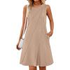 MEROKEETY Women’s 2025 Summer Sleeveless Sundress Casual Beach Vacation Crewneck Tank Mini Dress(Khaki)