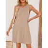 MEROKEETY Women’s 2025 Summer Sleeveless Sundress Casual Beach Vacation Crewneck Tank Mini Dress(Khaki)