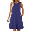 MEROKEETY Women’s 2025 Summer Sleeveless Sundress Casual Beach Vacation Crewneck Tank Mini Dress(Navy)